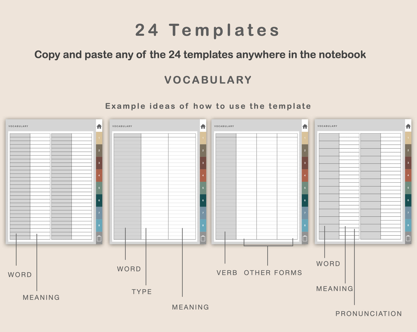 Digital Vocabulary Notebook - Muted