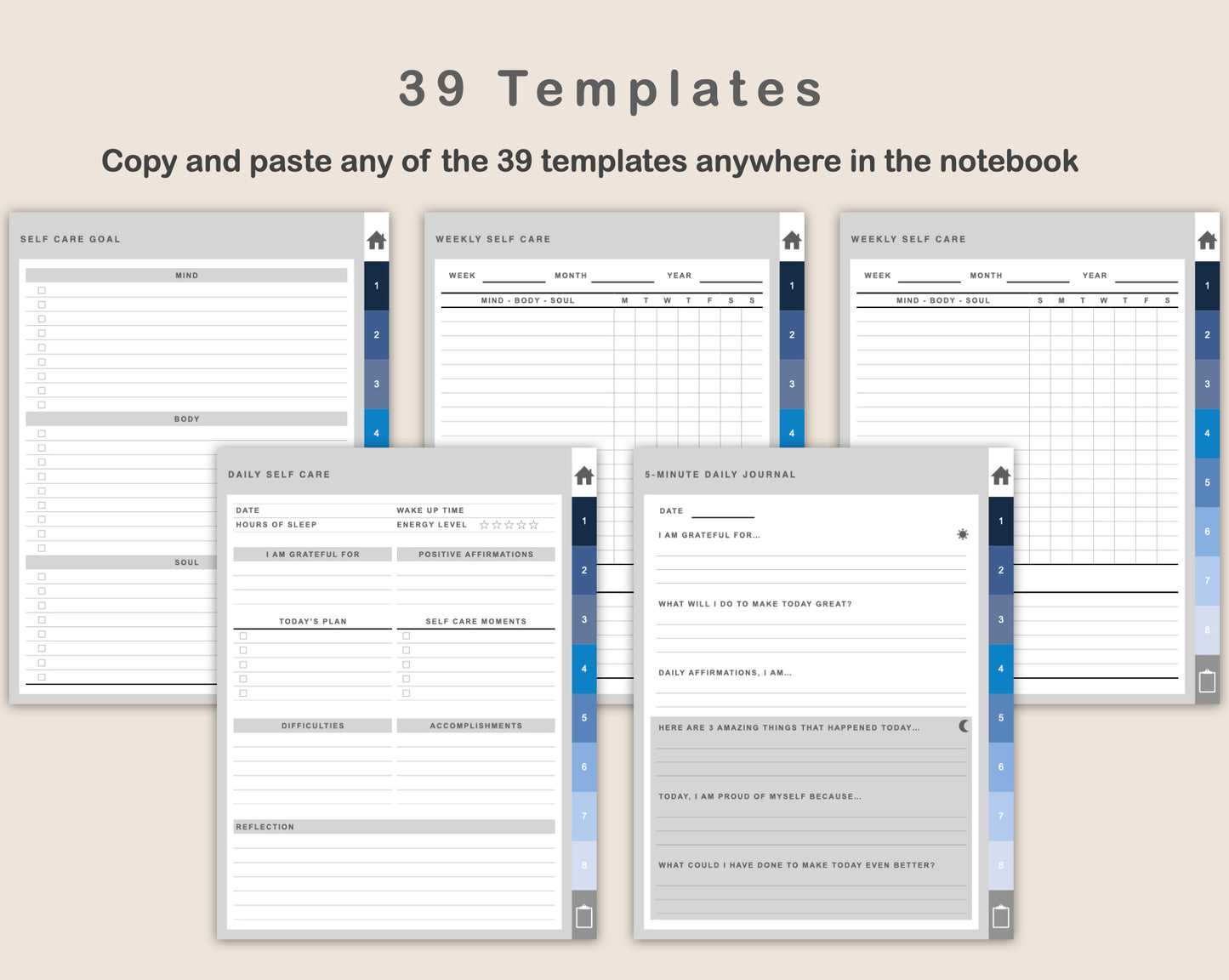 Digital Self Care Planner - Blue