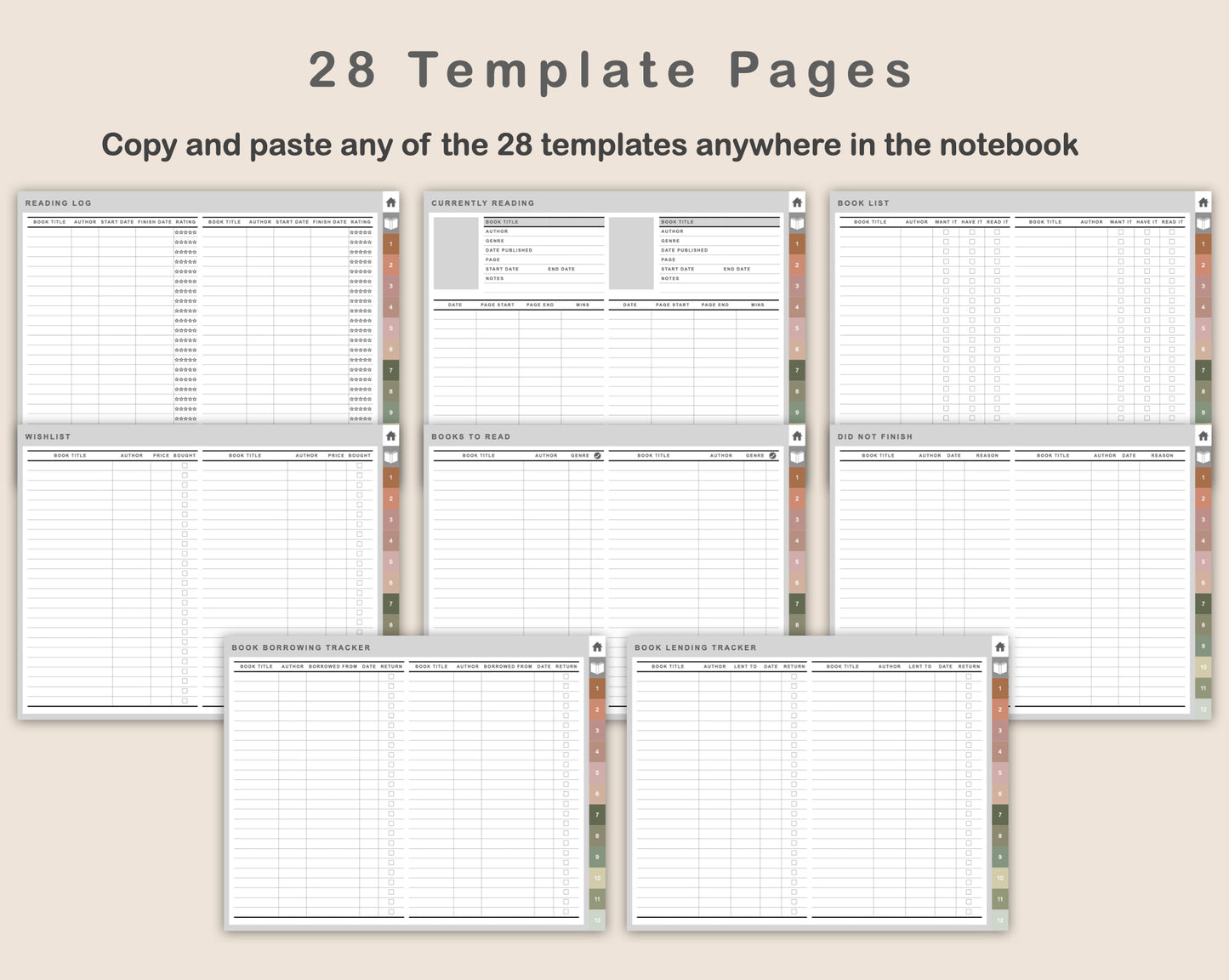 Digital Reading Planner - Landscape - Neutral