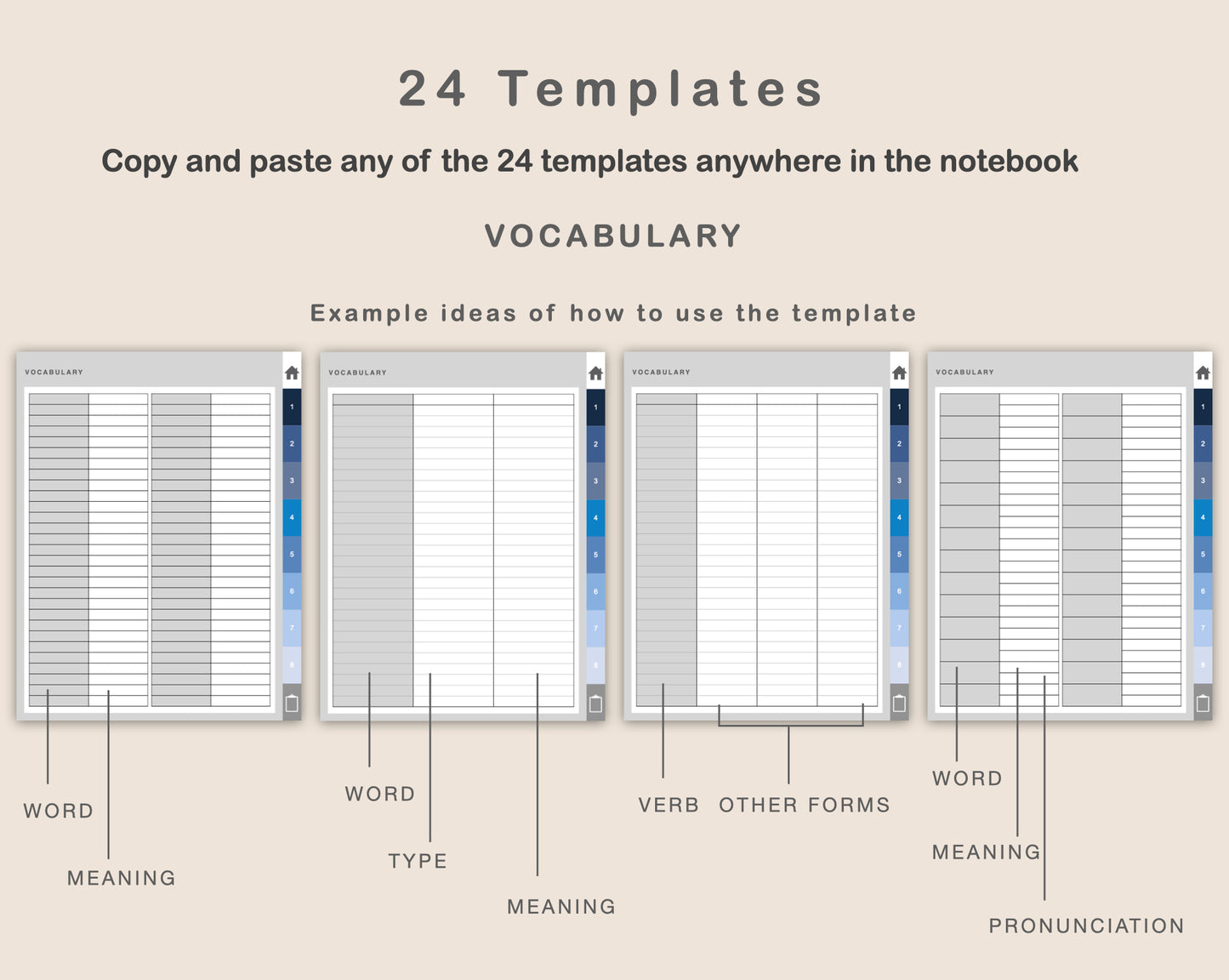 Digital Vocabulary Notebook - Classic Blue