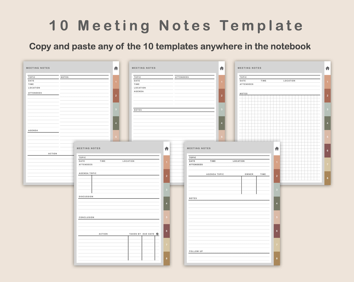 Digital Meeting Notes - Portrait - Earthy