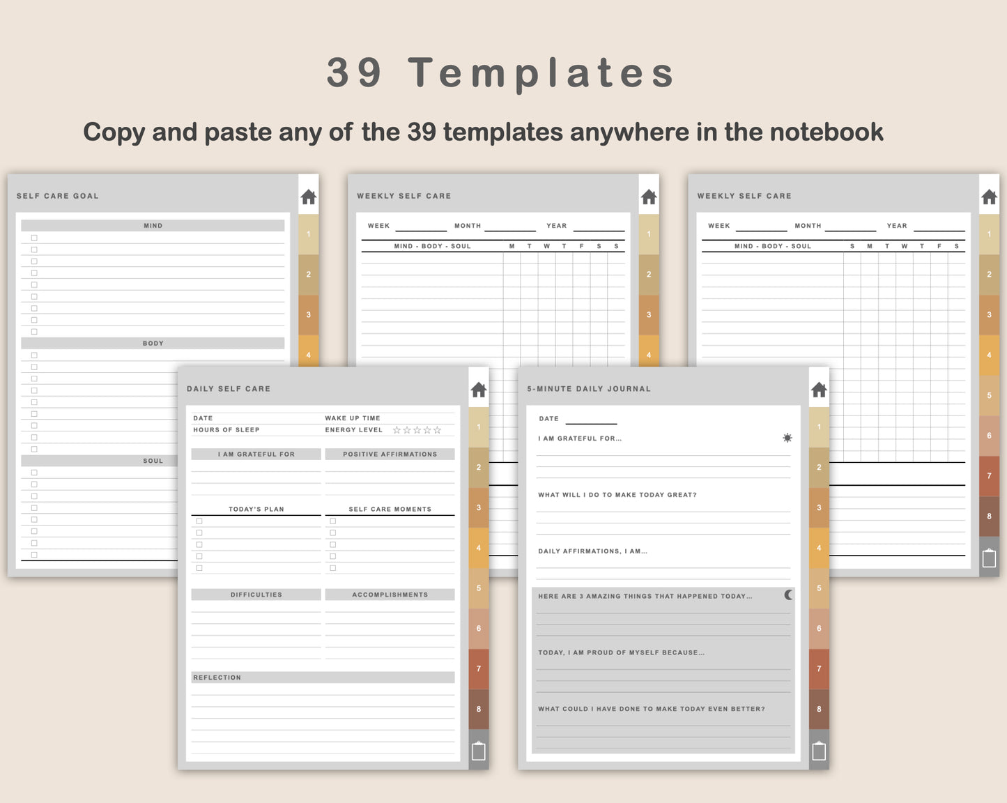 Digital Self Care Planner - Warm