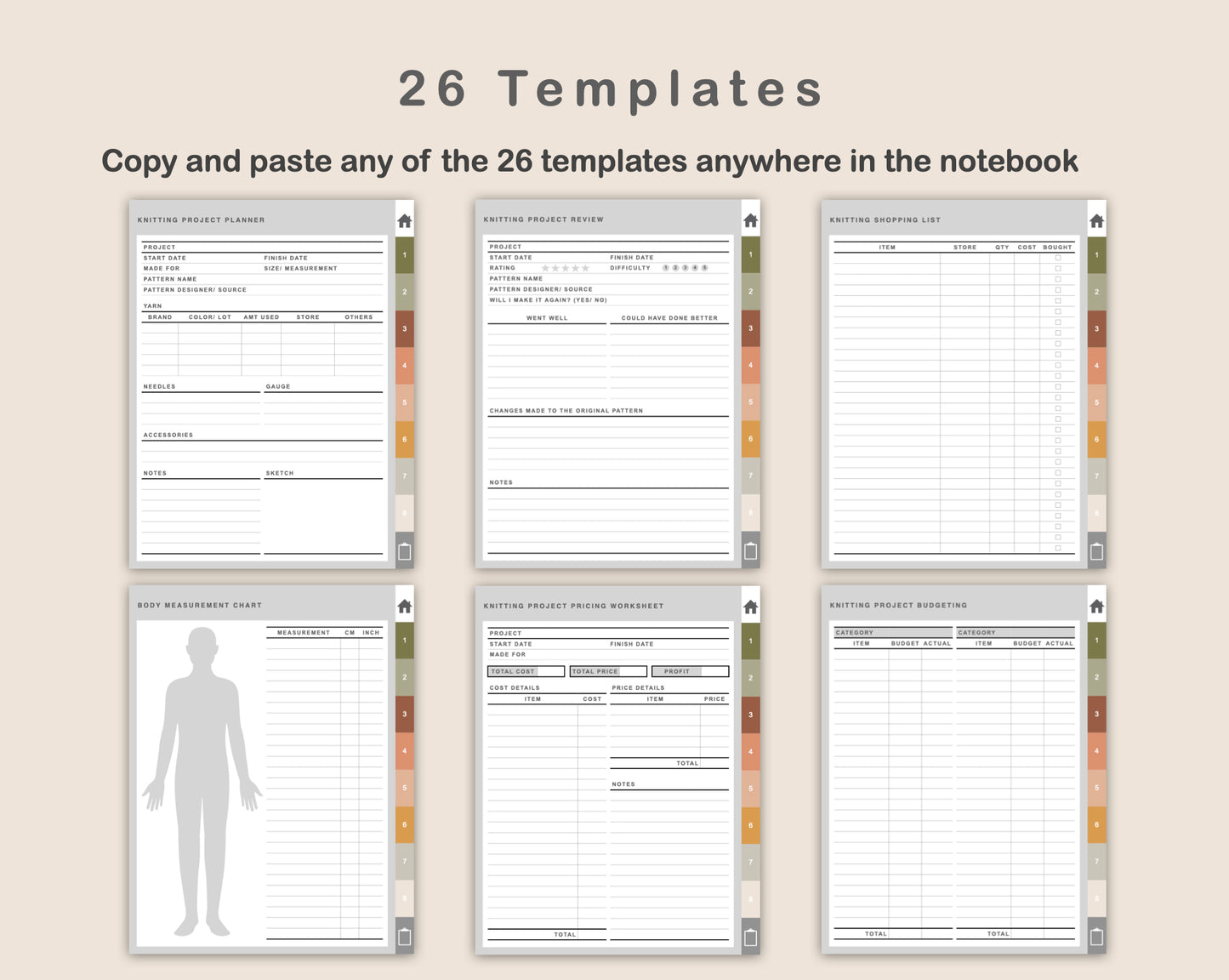 Digital Knitting Planner - Boho