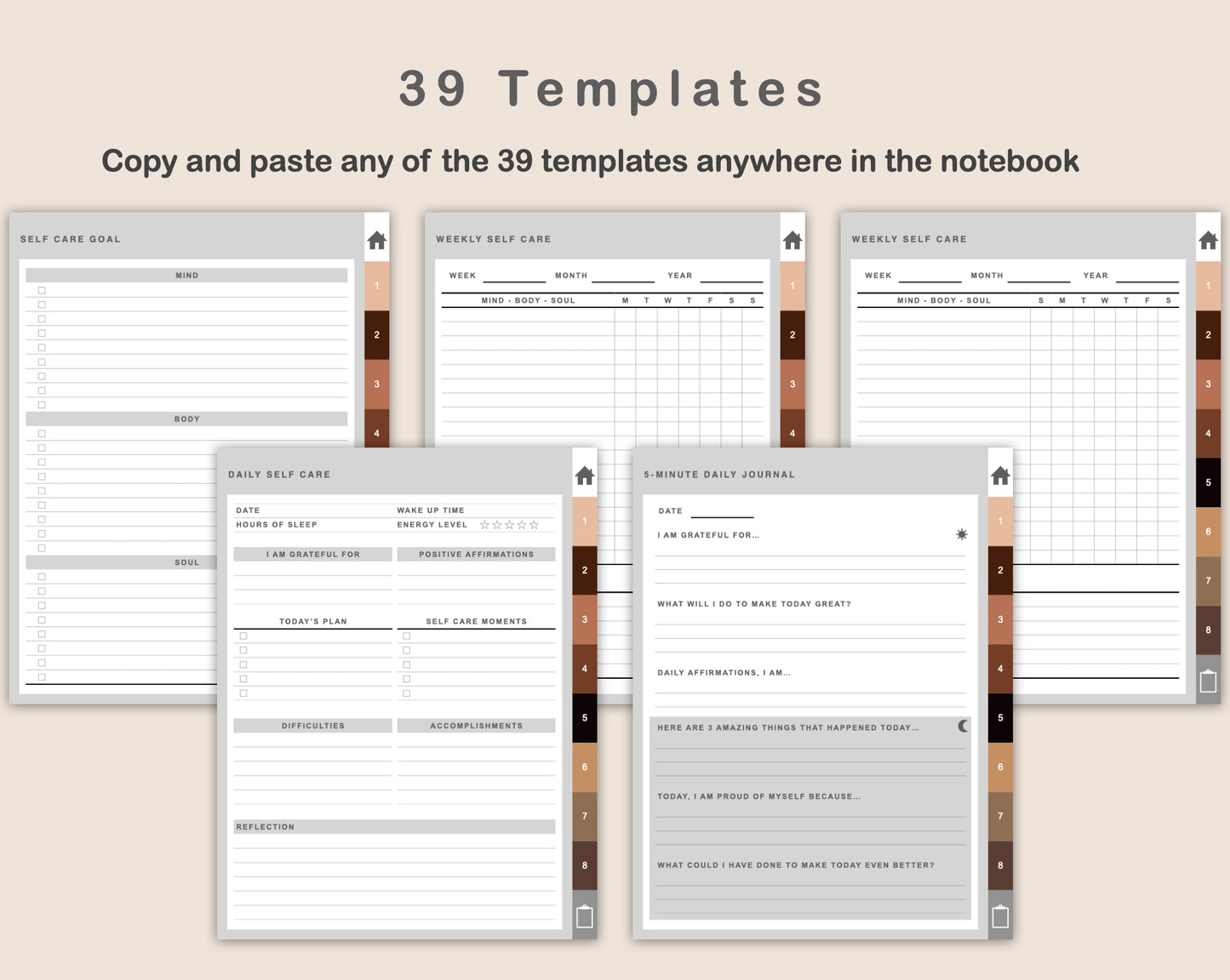 Digital Self Care Planner - Brown