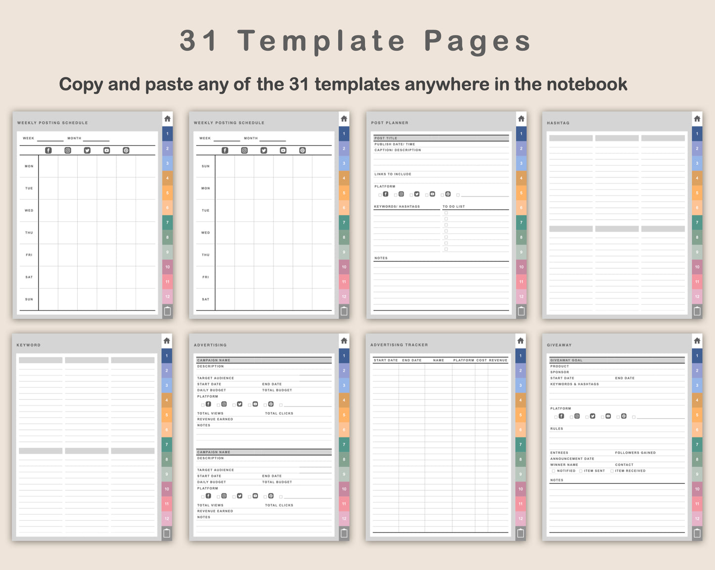 Digital Social Media Planner - Spring
