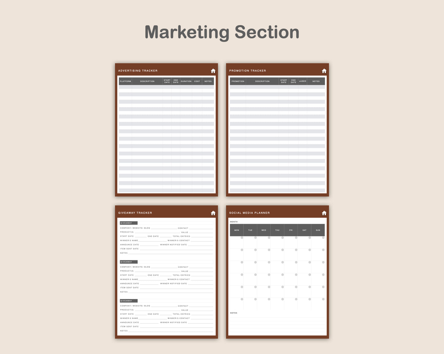 Digital Small Business Planner - Coffee Brown