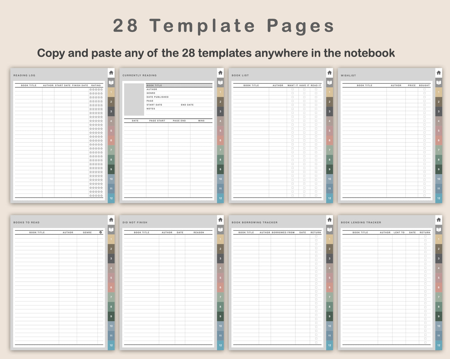 Digital Reading Planner - Portrait - Muted