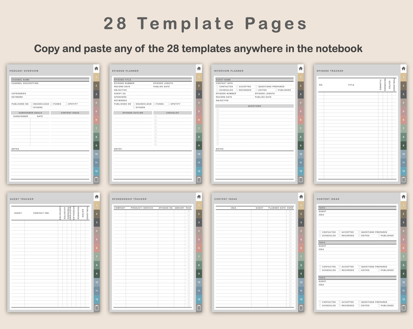 Digital Podcast Planner - Muted