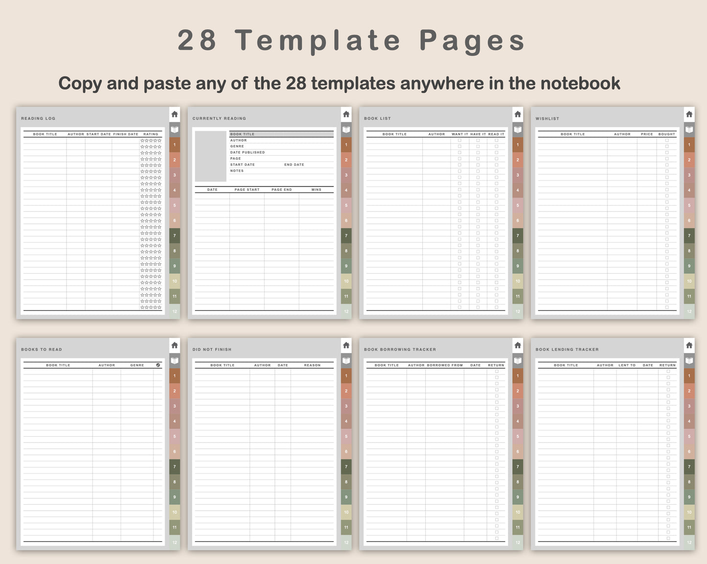 Digital Reading Planner - Portrait - Neutral