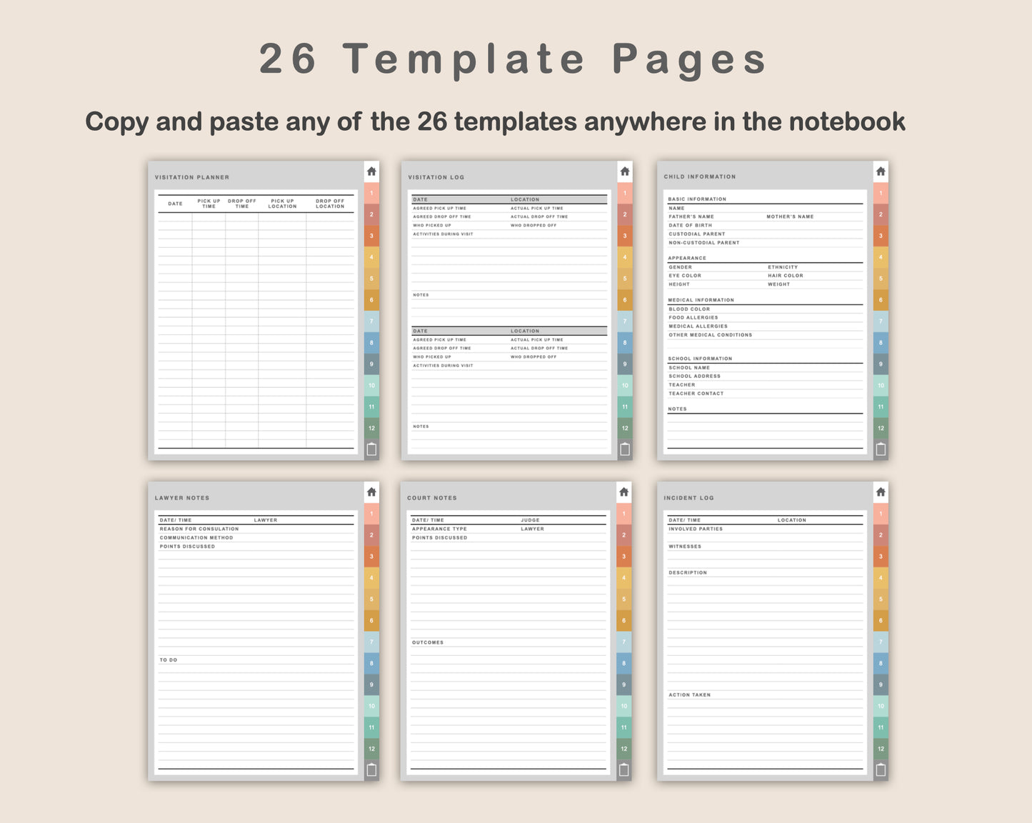 Digital Child Custody Planner - Boho
