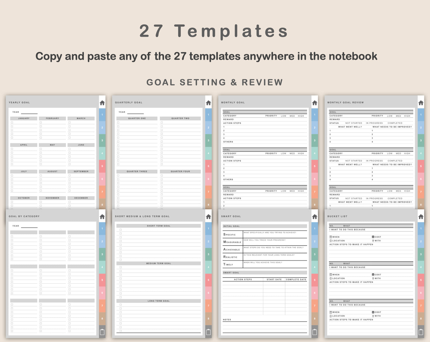 Digital Goal Planner - Pastel