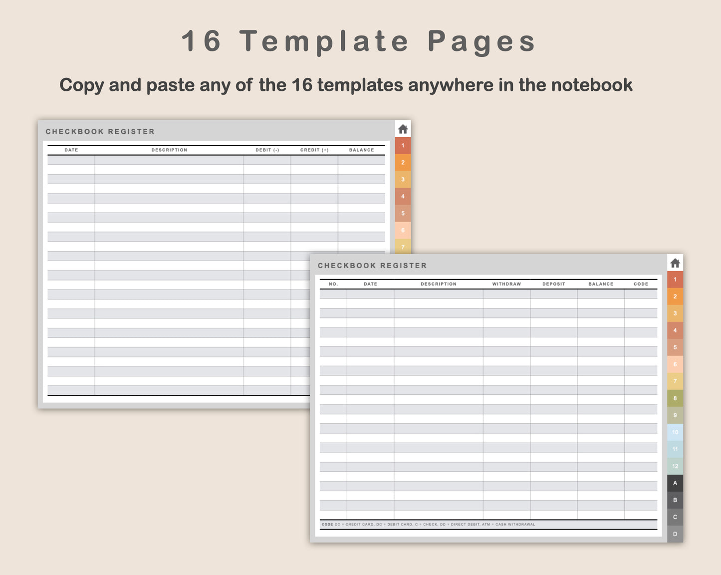 Digital Checkbook Register - Landscape - Autumn