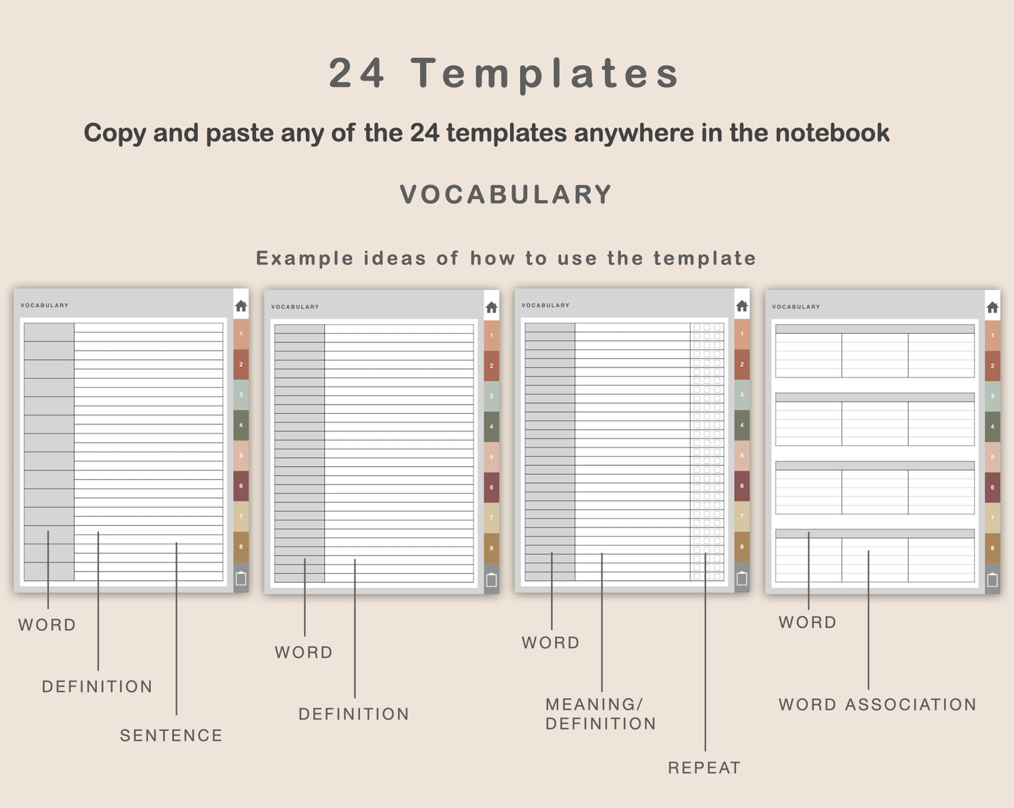 Digital Vocabulary Notebook - Earthy