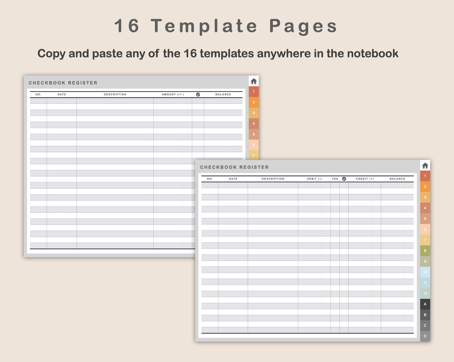 Digital Checkbook Register - Landscape - Autumn