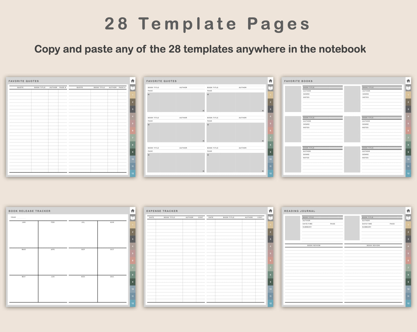 Digital Reading Planner - Landscape - Muted