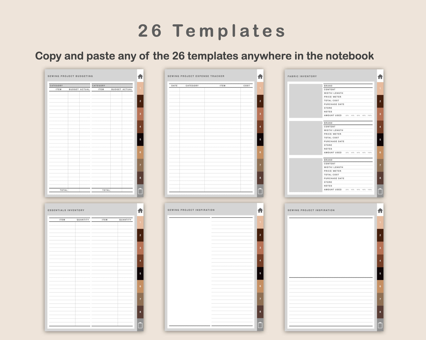 Digital Sewing Planner - Brown