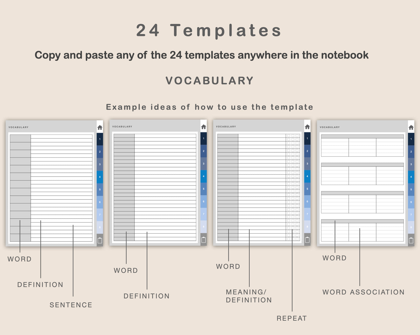 Digital Vocabulary Notebook - Classic Blue