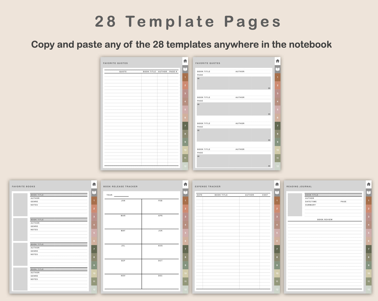 Digital Reading Planner - Portrait - Neutral