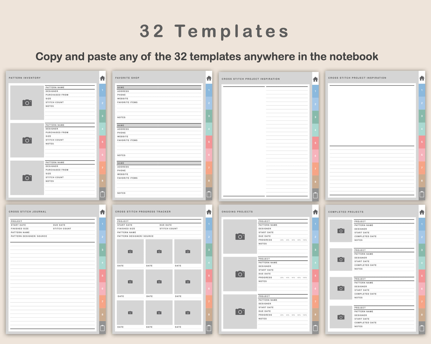 Digital Cross Stitch Planner - Pastel