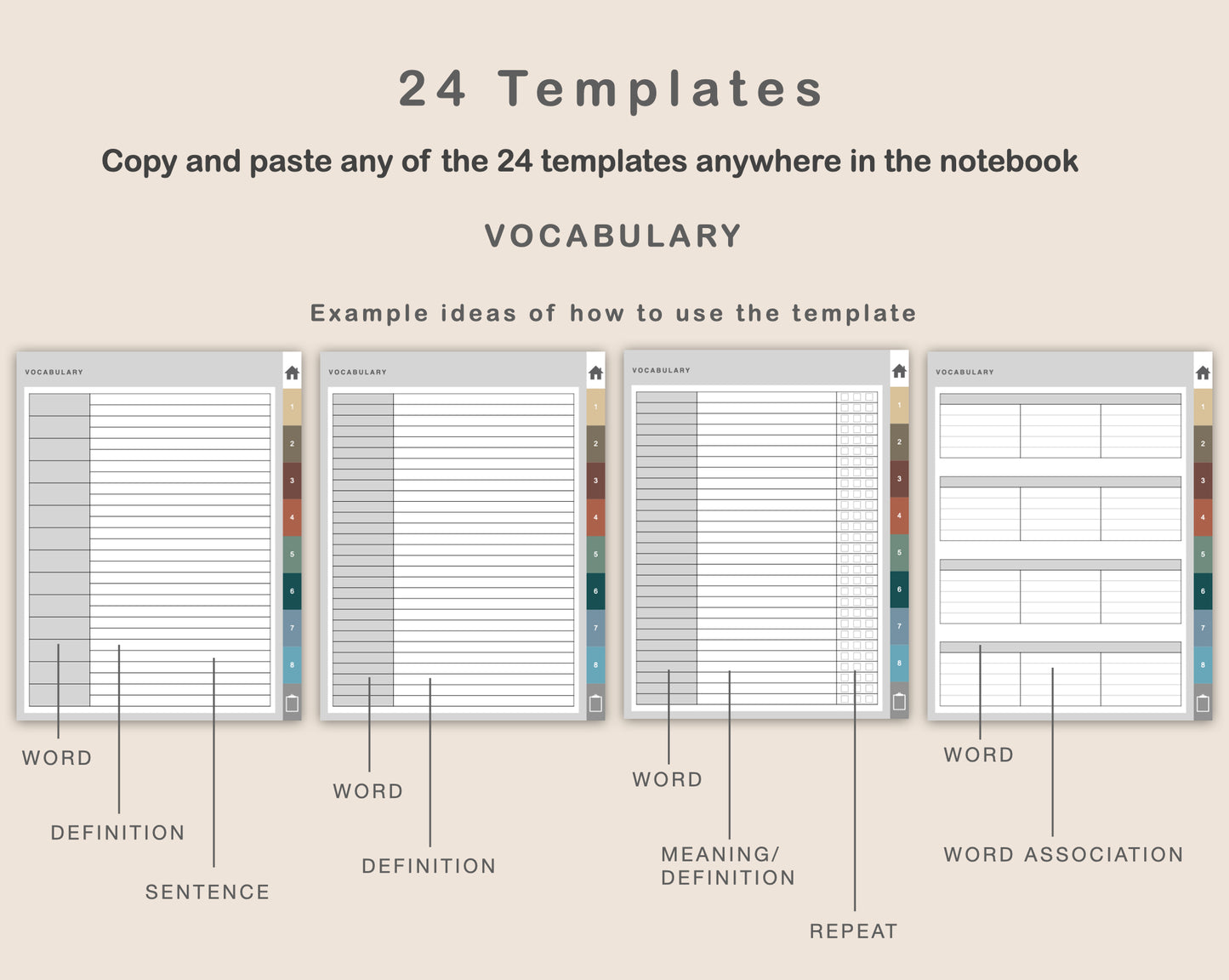 Digital Vocabulary Notebook - Muted