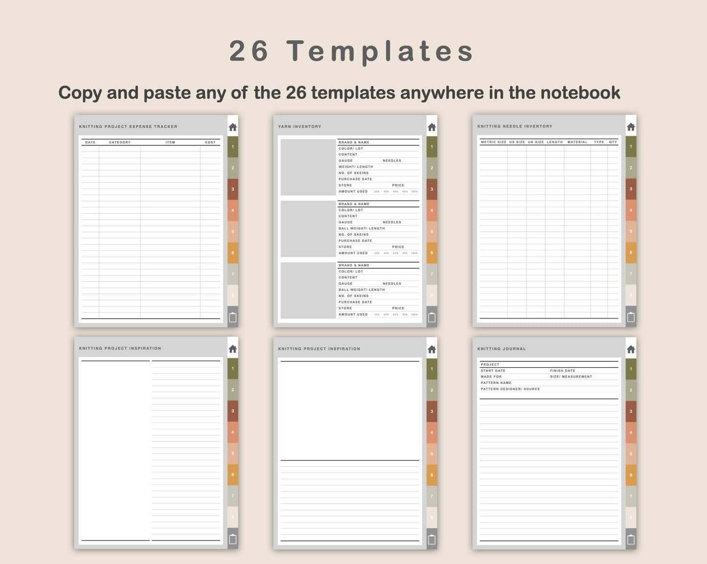 Digital Knitting Planner - Boho