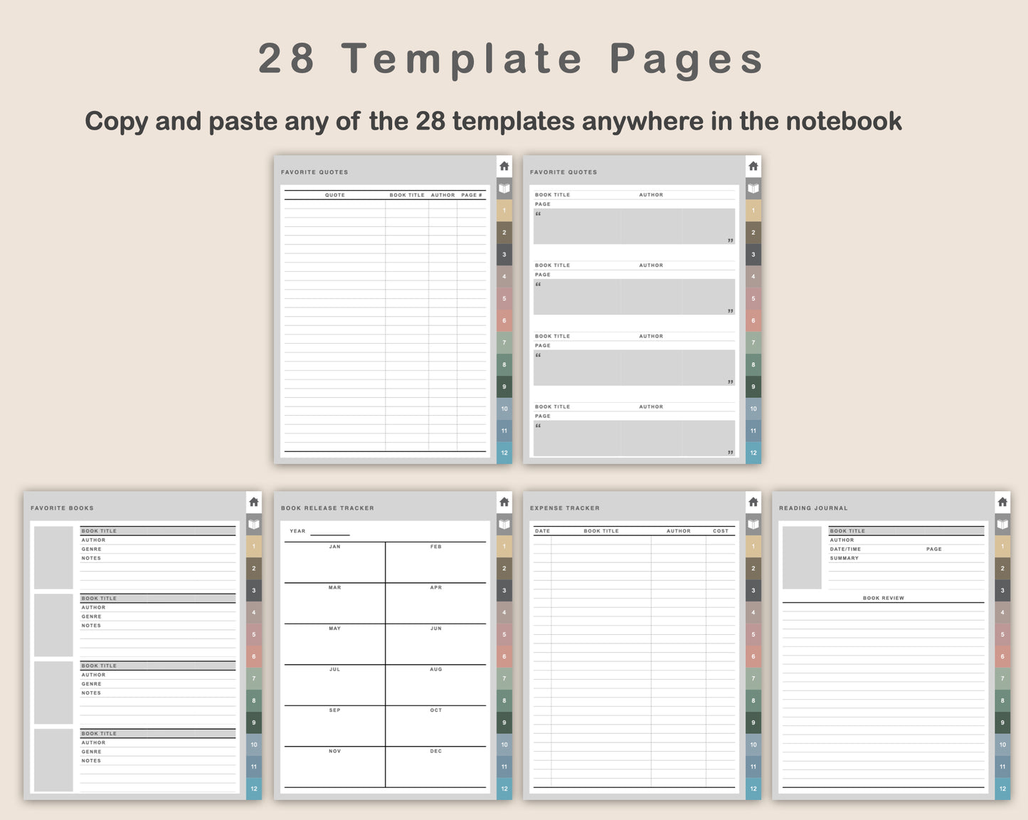 Digital Reading Planner - Portrait - Muted