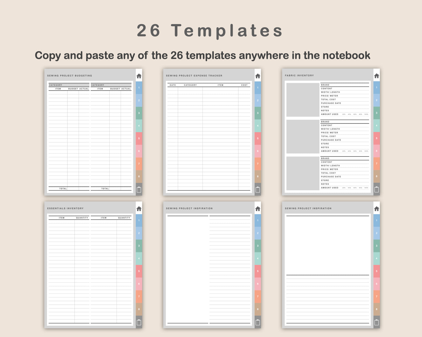 Digital Sewing Planner - Pastel